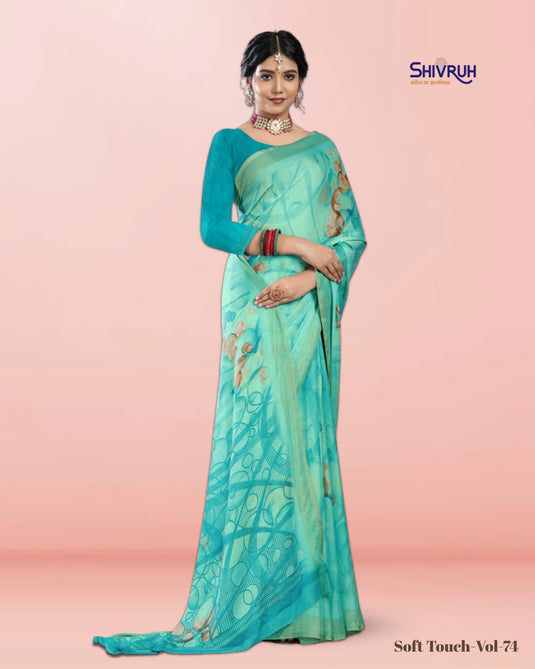 Stylish Rimjim Chiffon Saree with Running Blouse | Soft & Flowing Fabric