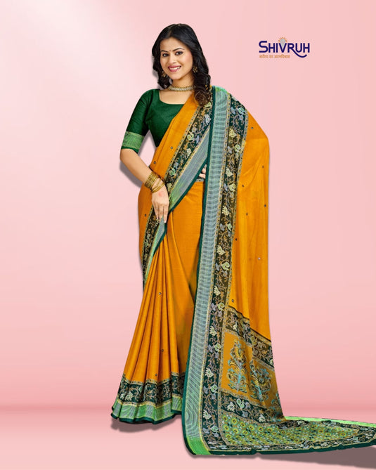 Shivruh Creation Premium Crepe Printed Saree with Blouse