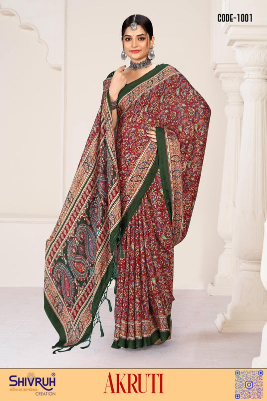 Saree look styled with full-sleeve designer blouse
