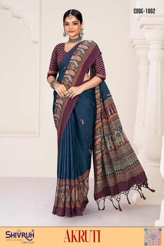 New saree with ombre dye effect and sequin work