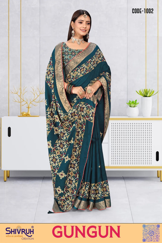 Printed leheriya saree in modern style