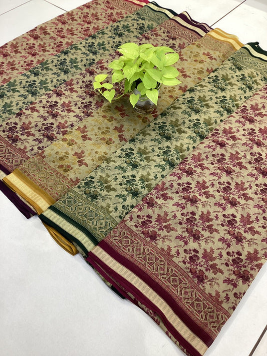 Traditional georgette Floral Print Saree with Blouse