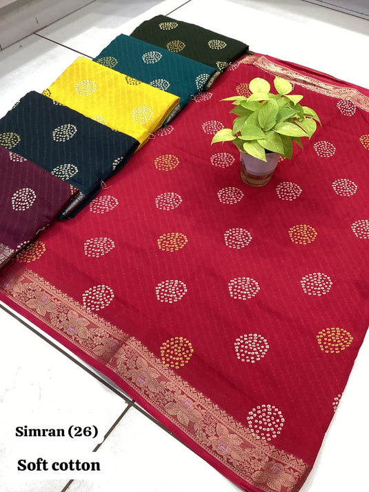 Soft Cotton Laheriya saree with blouse for women