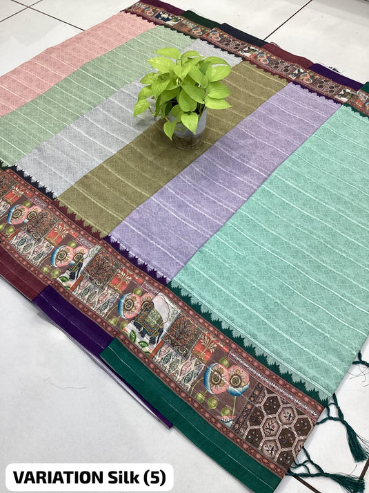 Latest Velvet cotton fringed pallu saree blouse for women