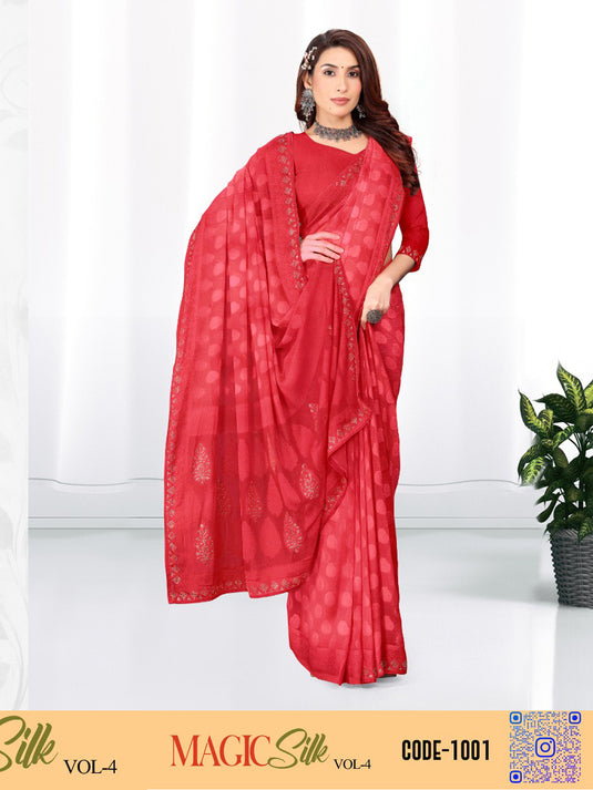 Sarees in georgette with mirror work