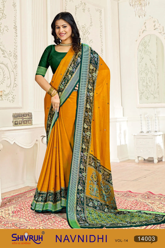 Shivruh Creation Premium Crepe Printed Saree with Blouse