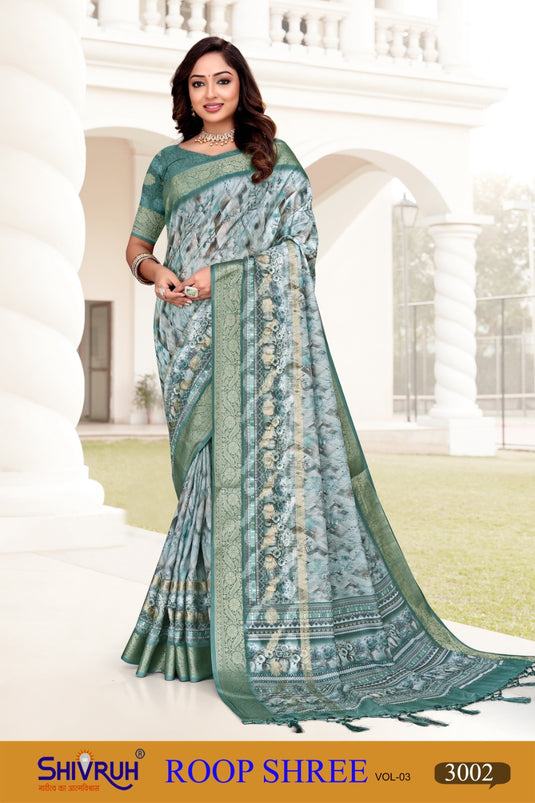 Soft cotton saree in floral print from SHIVRUH collection.