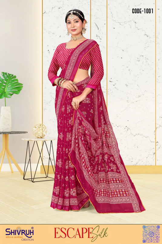 Ravishing Georgette Floral print Weaving zari Saree