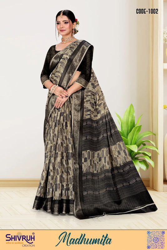 Women's Cotton Weaving zari Embellished saree