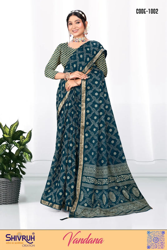 Printed Cotton Weaving Saree With Tassels For Women