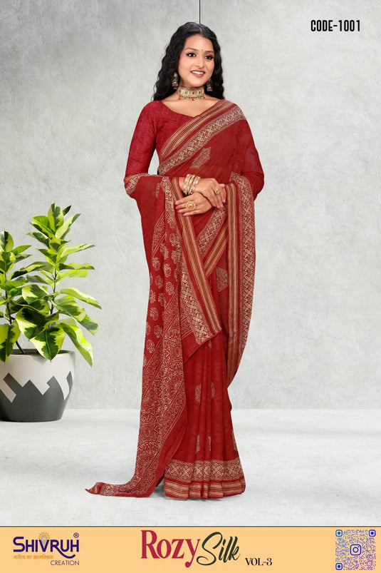 Georgette Spider web Woven Saree for women