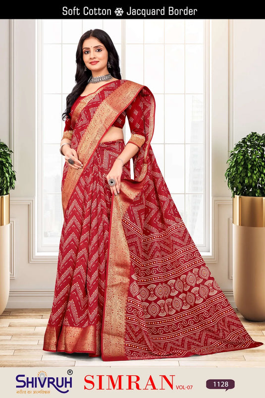 Soft Cotton Laheriya Printed Saree for women