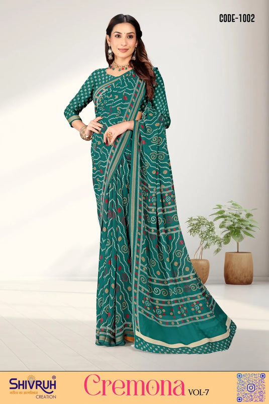 Beautiful Georgette Print Bandhani Saree
