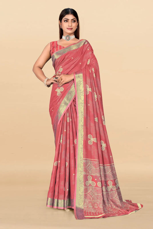 Ruffled cotton saree with striped texture