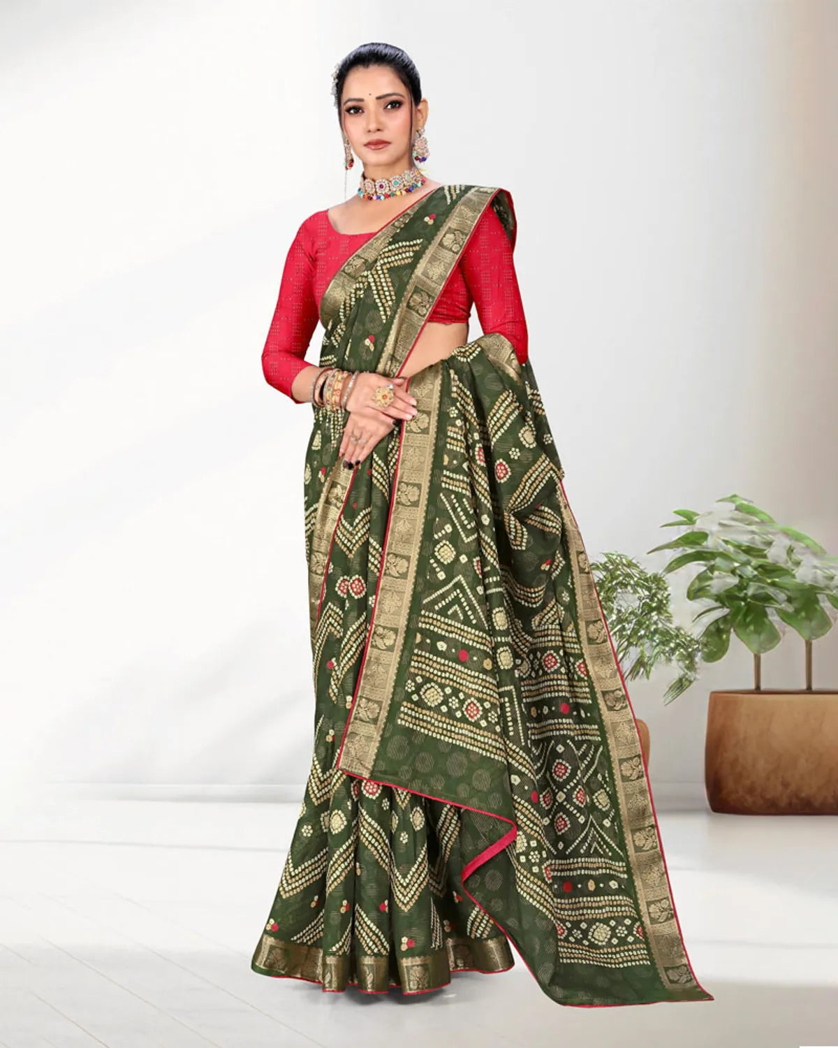 Half saree styled with belt for modern flair