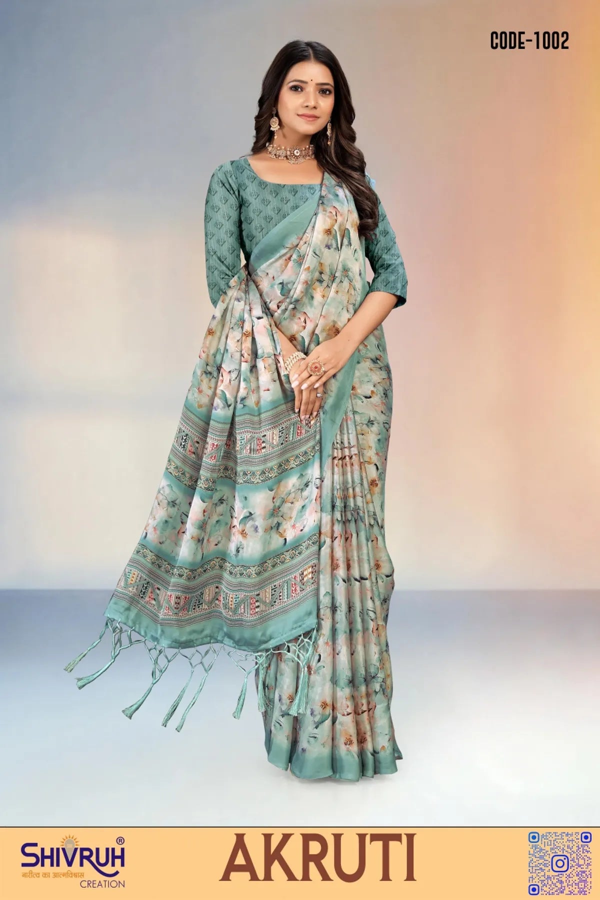 Royal banarasi saree in jewel-toned threads