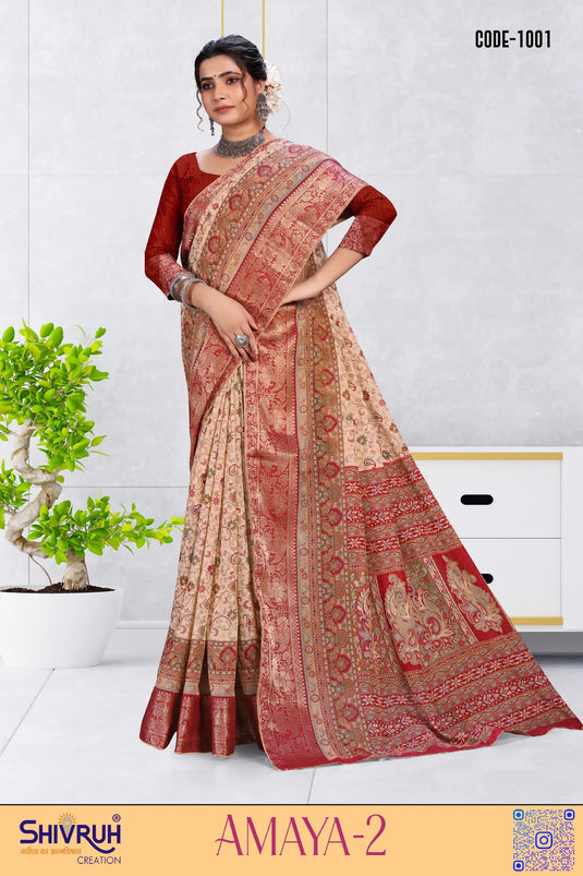 Trending saree with fusion prints and modern drape
