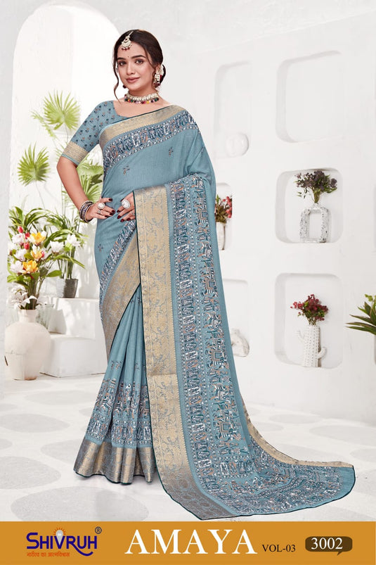 Premium banarasi saree with silver brocade