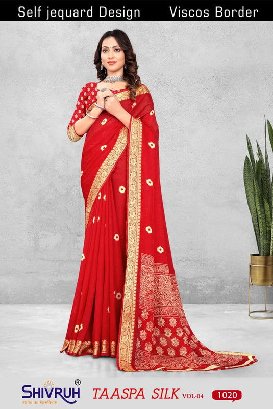 Women's Cotton Self Jacquard Embellished Saree