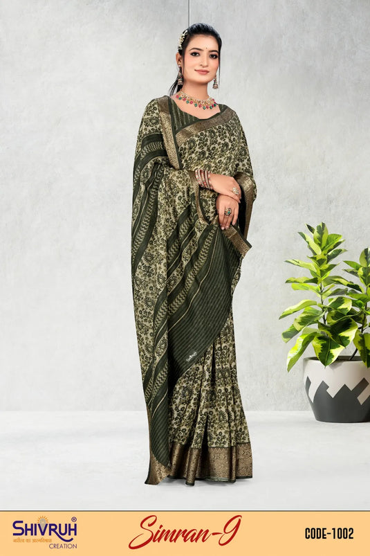 Saree for women in midnight blue silk with zari