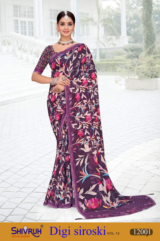 Designer saree blouse with pearl embroidery