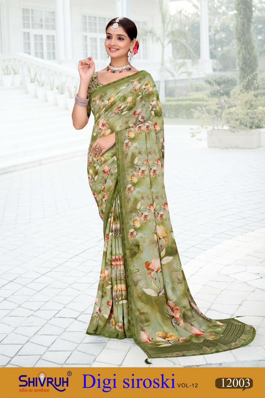 New saree with floral digital print and soft texture
