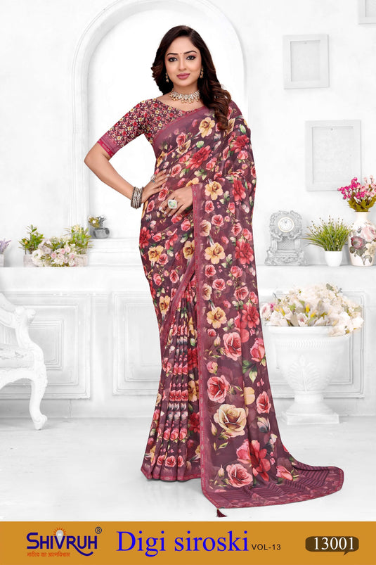 Silk saree with golden zari work by SHIVRUH