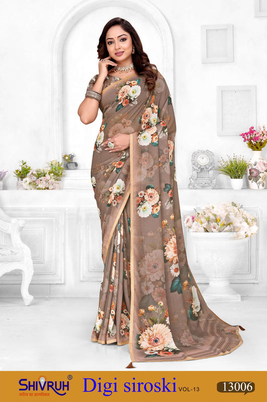 Trending saree with balloon sleeve blouse
