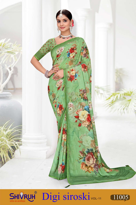 Cotton saree with checked pattern and tassel pallu