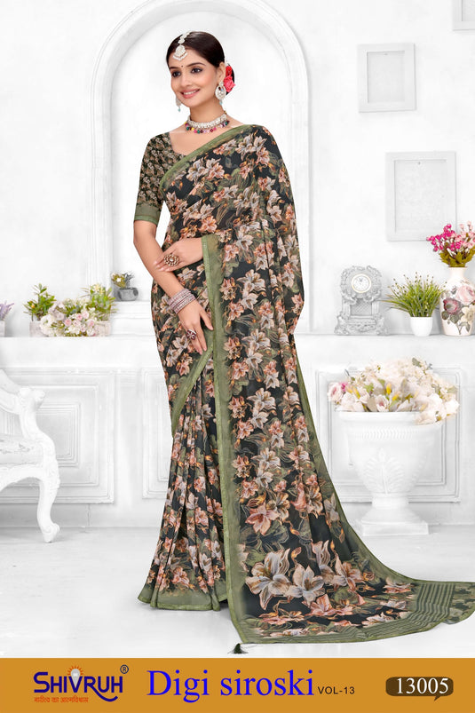 Banarasi silk saree with floral jaal