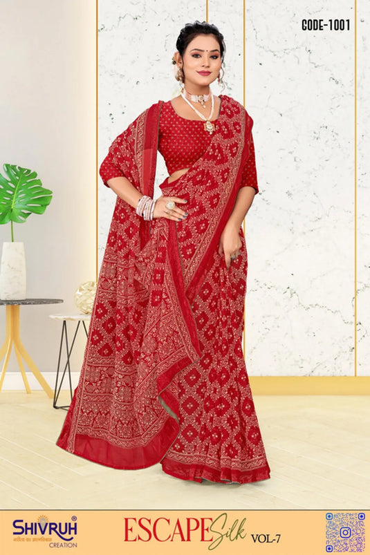 Printed Georgette Festival wear saree