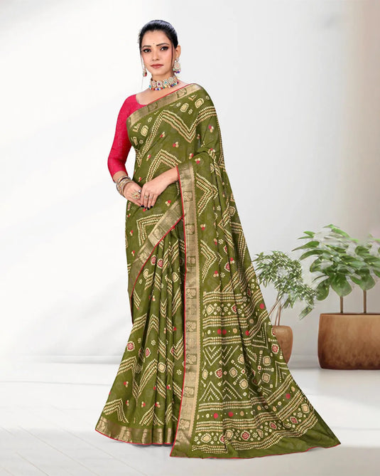 Printed cotton saree in tribal motif style
