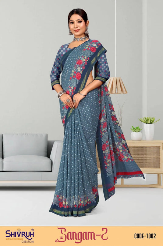 Pure cotton saree in indigo tie-dye