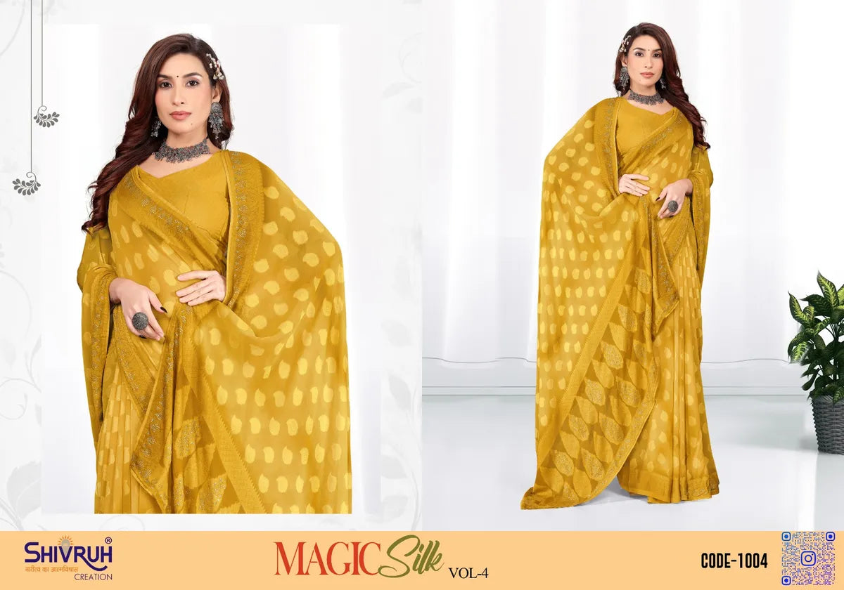 Georgette new saree with pearl lace border