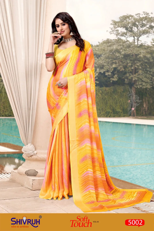 Laheriya Soft chiffon Woven Border Saree with Blouse For Women