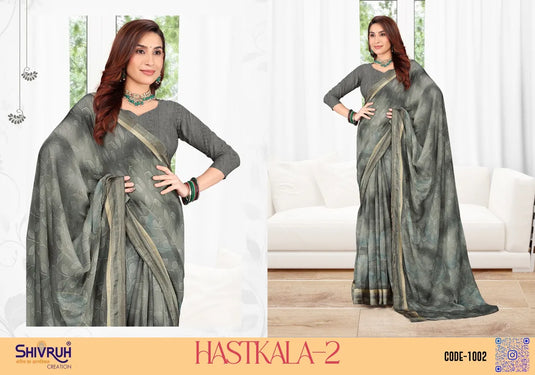 Georgette Zari Weaving Satin Border Saree For Women