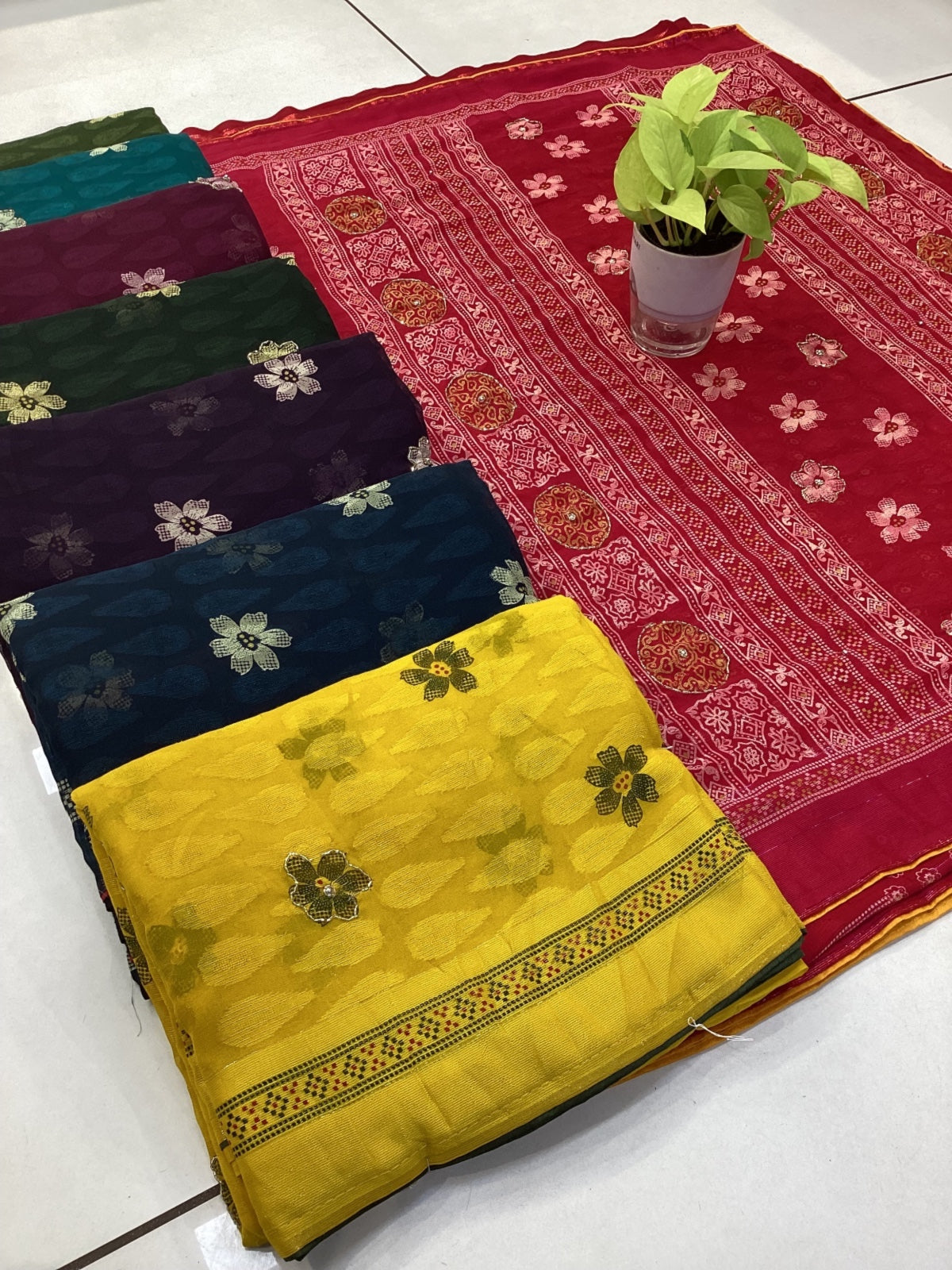 Floral saree design in digital print