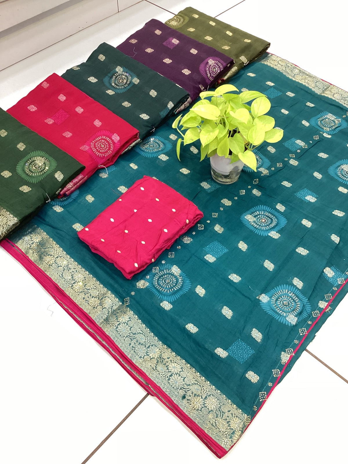 Latest saree in satin with embroidery