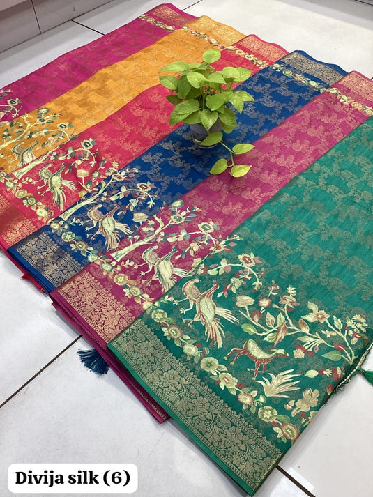 Handloom cotton saree in earthy tones by SHIVRUH