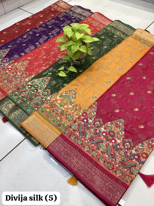 Wedding saree with intricate zari and stone detailing