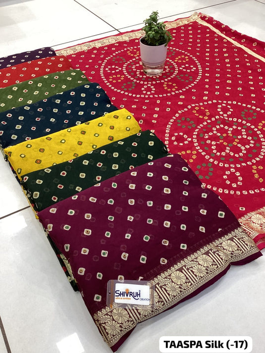 Bandhej soft Cotton viscose border Saree set for Women