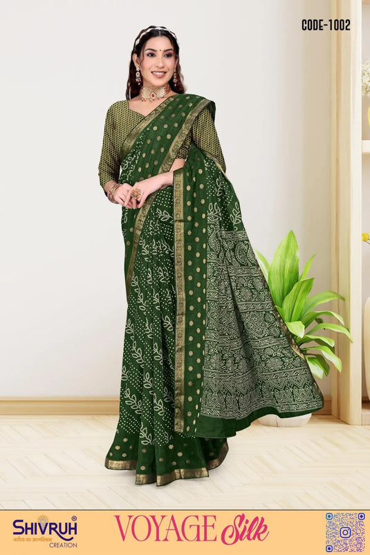 Blooming Dola Silk Bandhani Print Weaving zari Saree