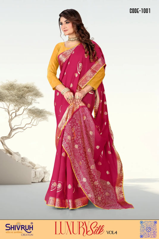 Jacquard Butta & Border Soft cotton Saree with Blouse For Women