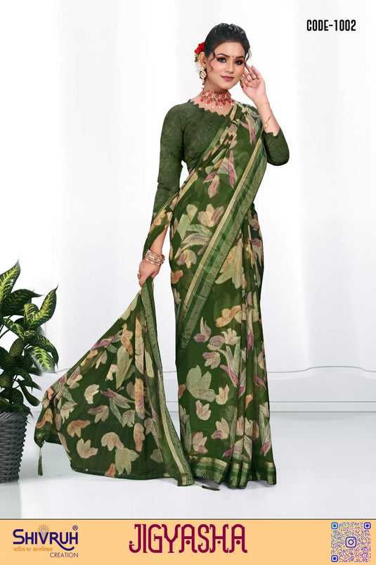 Modern saree design with pleated ruffles