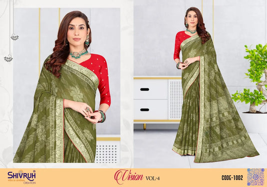 Women's Chiffon Woven Viscose Embellished Saree