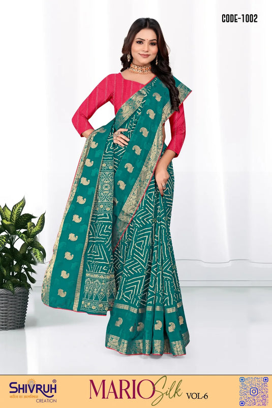 Cotton Bright Border Weaving saree for women