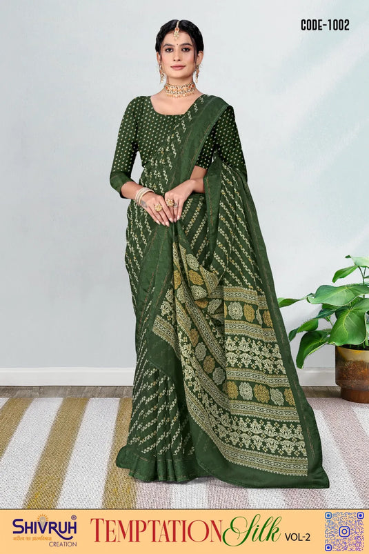 Cotton Pipinng Border Printed Saree for women