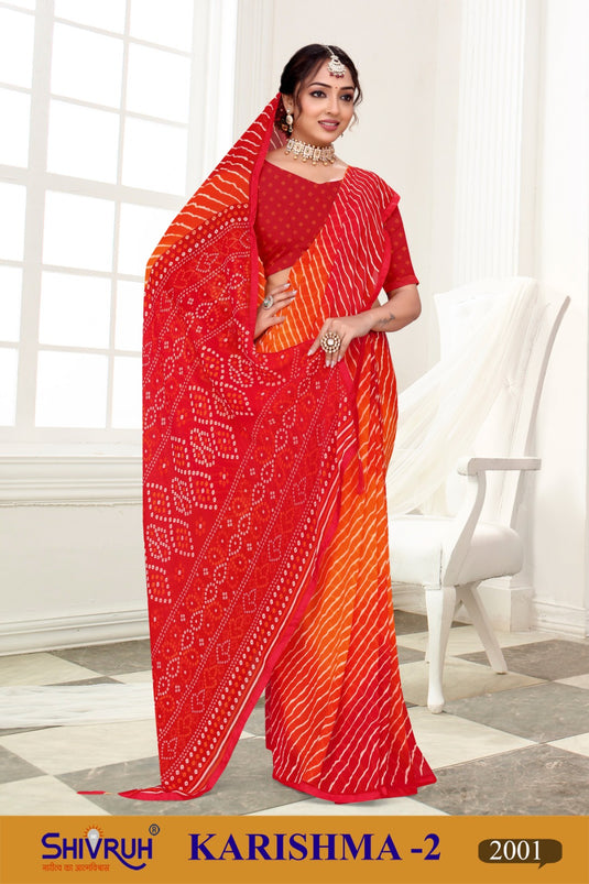 SHIVRUH Laheriya Saree: Embrace Timeless Beauty of Saree Dress with Delicate Piping Border & Tassels