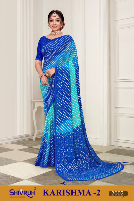 SHIVRUH Laheriya Saree: Embrace Timeless Beauty of Saree Dress with Delicate Piping Border & Tassels