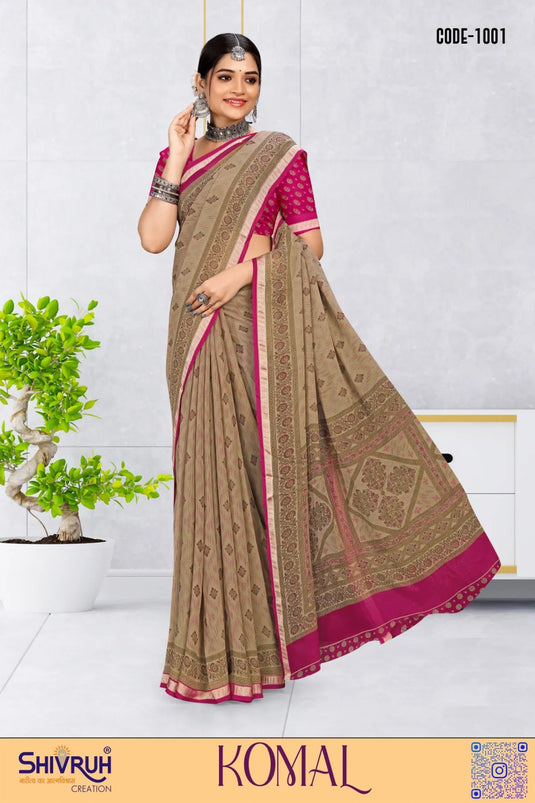 Moss Chiffon Mirror Touch design saree with blouse for women